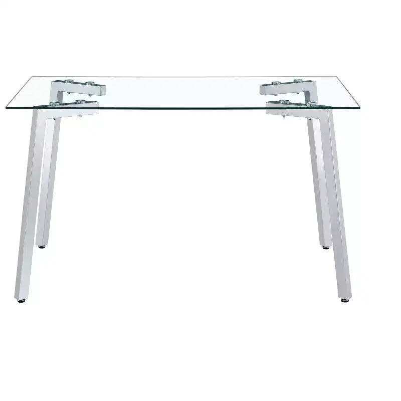 Okak Table de salle à manger moderne rectangulaire en verre pour cuisine, salon, salle à manger