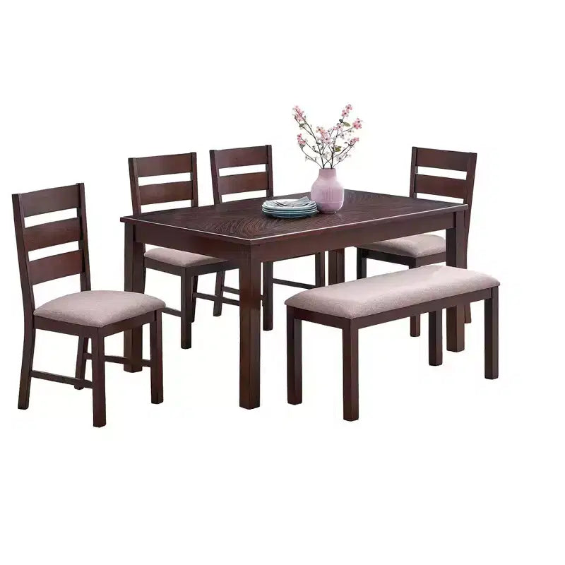 Okak Table à manger en bois d'hévéa massif naturel, table de cuisine rectangulaire pour grande famille, meubles de salle à manger