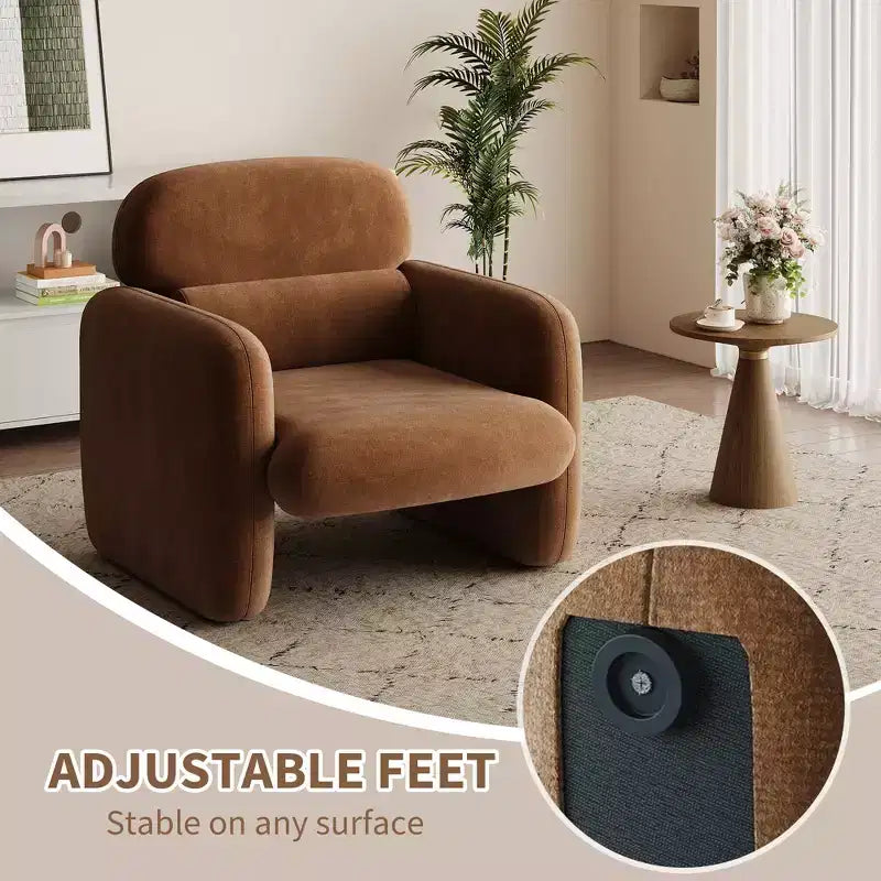 Fauteuil d'appoint moderne, Fauteuil de salon à ossature bois, Fauteuil de lecture confortable pour Salon, Chambre à coucher, Appartement, Coin