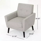 GDFStudio Teche Fauteuil club capitonné en tissu, style Mid-Century Modern, avec pieds évasés