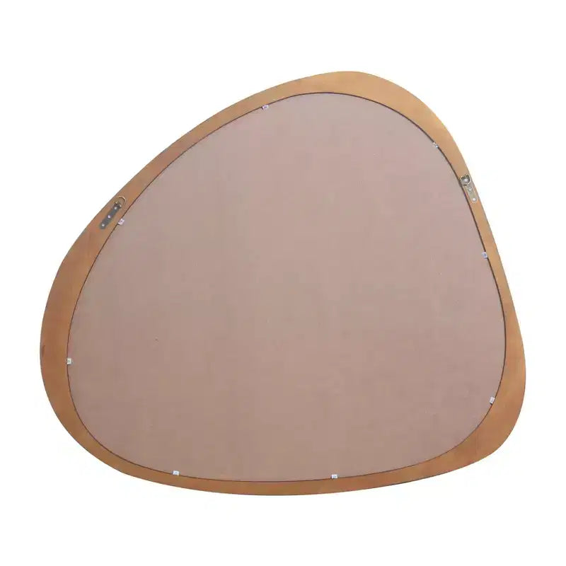 Miroir Asymétrique en Bois Massif 45 Pouces, Miroir Mural avec Cadre en Bois, Grand Miroir de Chambre/Coiffeuse
