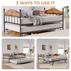 Lit de repos double en métal GustoWave avec lit gigogne pliant, lit de repos peu encombrant