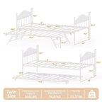 Lit de repos double en métal GustoWave avec lit gigogne pliant, lit de repos peu encombrant