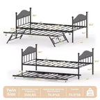 Lit de repos double en métal GustoWave avec lit gigogne pliant, lit de repos peu encombrant