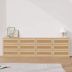 Commode en rotin à 6 tiroirs - Meuble de rangement en bois mince, Organisateur autoportant pour chambre et entrée