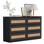 Commode en rotin à 6 tiroirs - Meuble de rangement en bois mince, Organisateur autoportant pour chambre et entrée