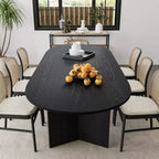 Grande table à manger ovale noire 79 Farmhouse pour 6 à 8 personnes avec pieds en V pour salle à manger et salon