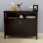 Buffet de cuisine Okak avec rangement, enfilade de cuisine avec 1 étagère ouverte et 1 étagère réglable, table console d'appoint pour salon/salle à manger