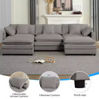 Canapé modulable en U Mjkone 113'', canapé nuage à 5 places avec 2 poufs, canapé-lit moderne en chenille avec assise profonde