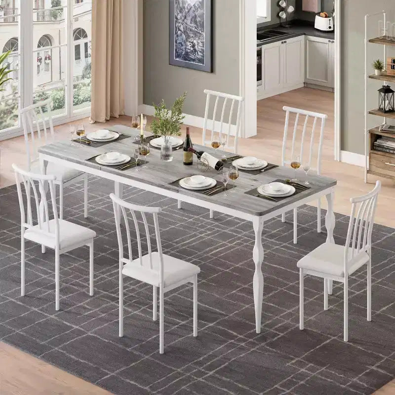 Table de salle à manger rectangulaire Senfot de 180 cm pour 8 personnes, table de cuisine rustique de style ferme avec grand plateau, longue table de salle à manger en bois avec pieds robustes