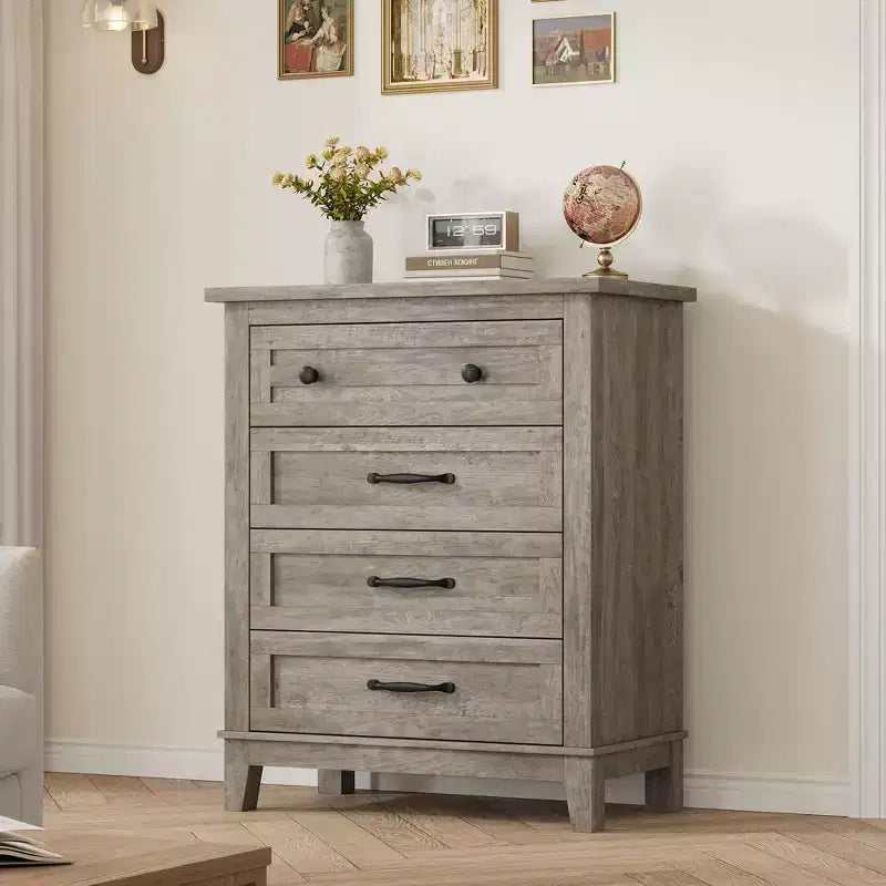 GustoWave Commode 4 tiroirs pour chambre à coucher, commode verticale haute de 88,4 cm avec grand rangement, commode en bois autoportante pour chambre à coucher, salon