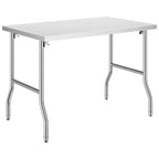 VEVOR Folding Commercial Prep Table,48 x 30 Inch Commercial Worktable Workstation,Heavy-duty Stainless Steel Folding Table with 300 lbs Load, Silver