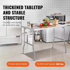 Table de préparation commerciale pliable VEVOR, plan de travail commercial 48 x 30 pouces, table pliante robuste en acier inoxydable avec charge de 300 lb, argent