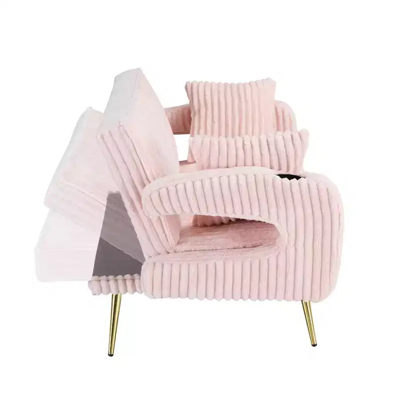 Canapé Zeus & Ruta minimaliste en velours côtelé avec coussins décoratifs