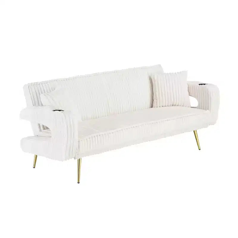 Canapé Zeus & Ruta minimaliste en velours côtelé avec coussins décoratifs