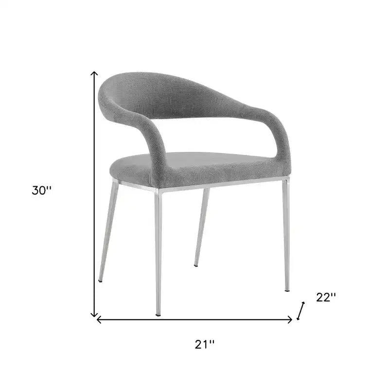 Lot de deux chaises de salle à manger HomeRoots, dossier ouvert, en polyester rembourré gris et argenté