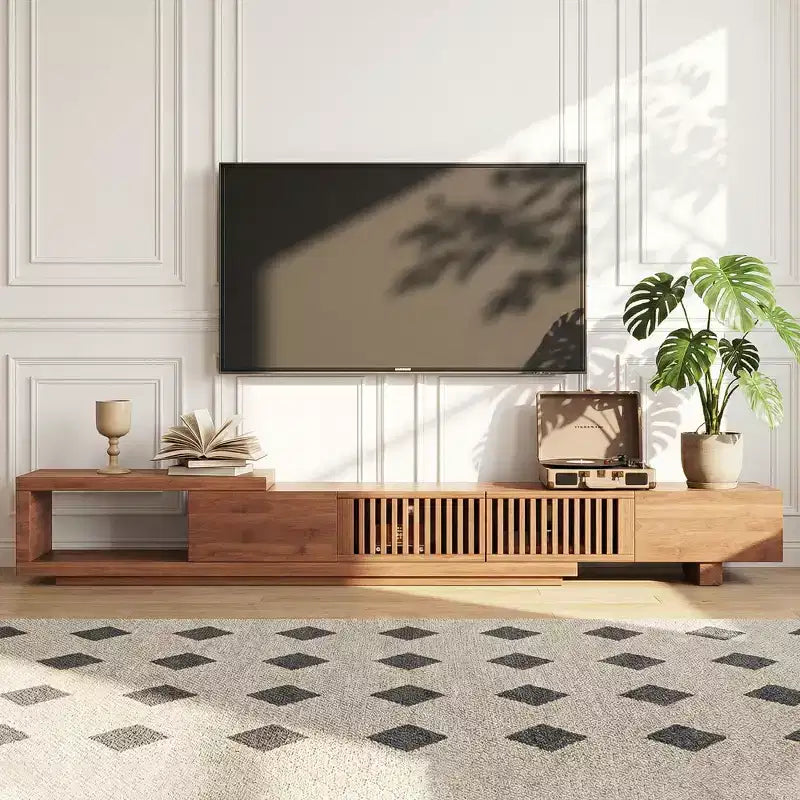 78,54 Meuble TV extensible en noyer moderne pour téléviseurs jusqu'à 100 Gaoyangjiaju