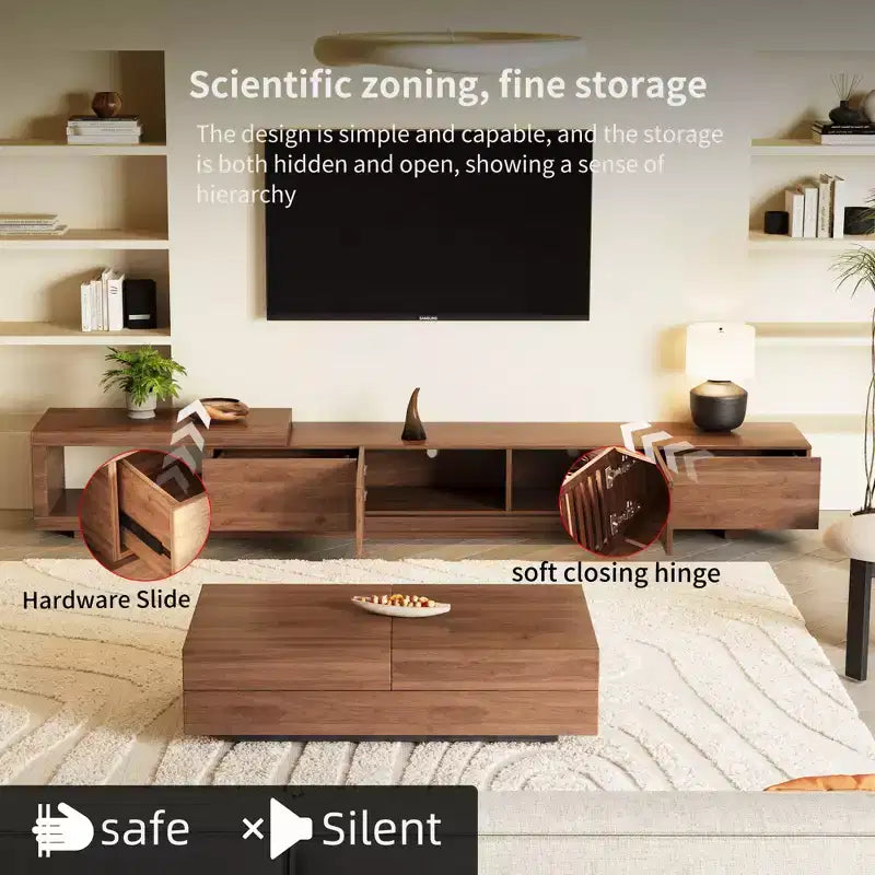 78,54 Meuble TV extensible en noyer moderne pour téléviseurs jusqu'à 100 Gaoyangjiaju
