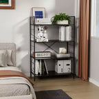Étagère à 4 niveaux, grande bibliothèque avec cadre en acier, étagères industrielles pour bureau à domicile, salon, étagère rustique pour l'organisation et le rangement