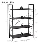 Étagère à 4 niveaux, grande bibliothèque avec cadre en acier, étagères industrielles pour bureau à domicile, salon, étagère rustique pour l'organisation et le rangement
