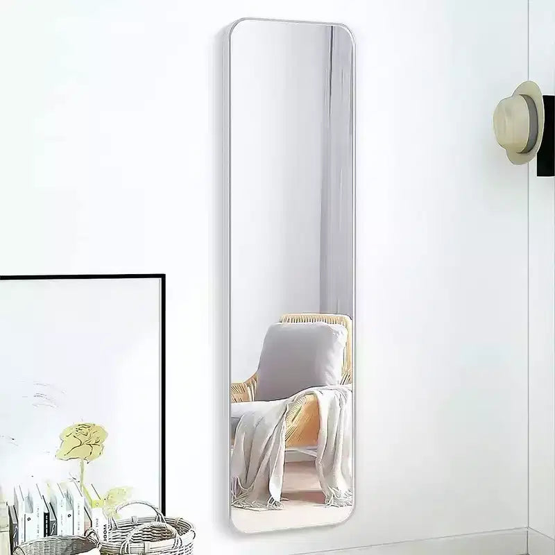 Whisen Miroir de porte mince 47x14 pouces, verre HD avec cadre en aluminium antirouille