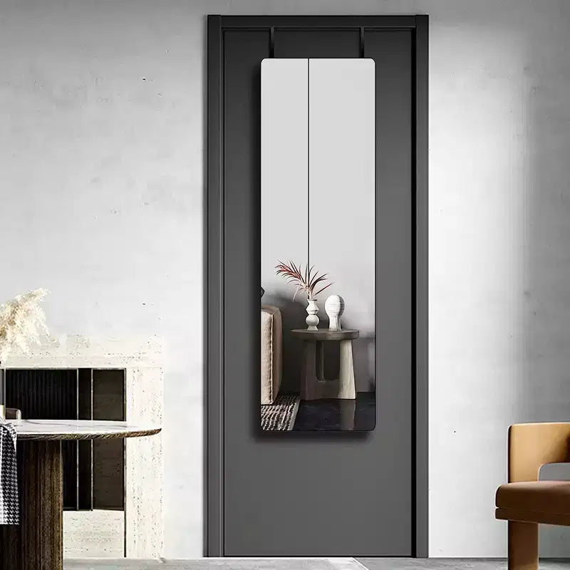 Whisen Miroir de porte mince 47x14 pouces, verre HD avec cadre en aluminium antirouille
