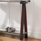 Console - Table d'entrée - Console étroite de 110 cm de style ferme avec rangement, table de canapé à 2 niveaux avec cadre en métal et MDF