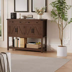 Grand buffet de 120 cm, vaisselier de bar à café style rustique, meuble de rangement, table console en bois avec 2 tiroirs pour cuisine et salon