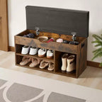 Banc à chaussures d'entrée VEVOR, rangement de chaussures 80,5 x 30,5 x 44,5 cm avec espace de rangement à couvercle relevable, banc 136 kg avec coussin d'assise, marron + noir