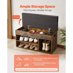 Banc à chaussures d'entrée VEVOR, rangement de chaussures 80,5 x 30,5 x 44,5 cm avec espace de rangement à couvercle relevable, banc 136 kg avec coussin d'assise, marron + noir