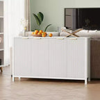 CuisinSmart 55 Buffet cannelé avec rangement, grand buffet avec 4 portes et étagères réglables, table console de buffet de cuisine