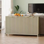 CuisinSmart 55 Buffet cannelé avec rangement, grand buffet avec 4 portes et étagères réglables, table console de buffet de cuisine