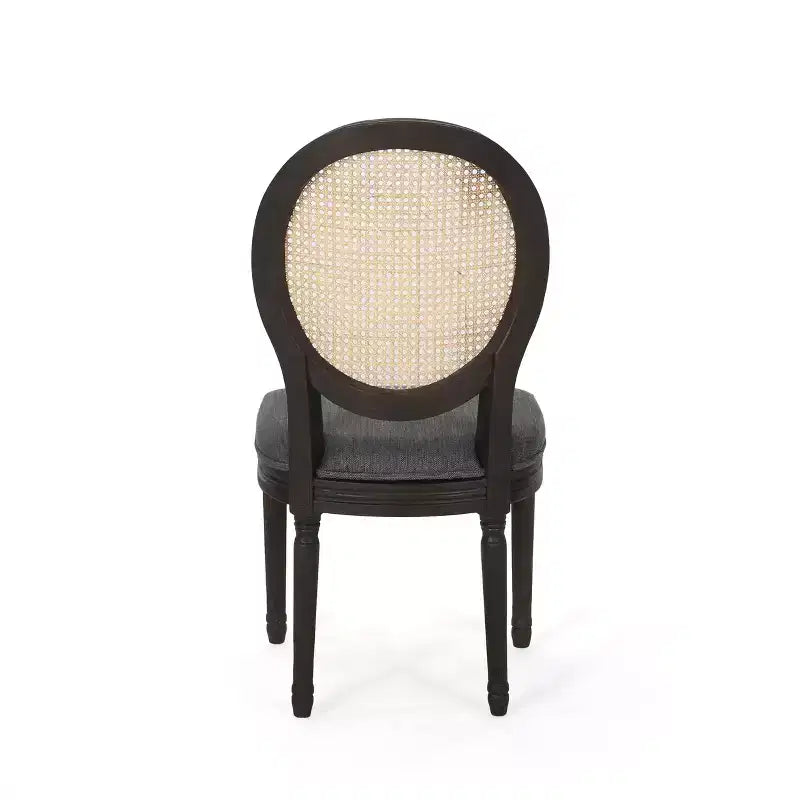 Chaises de salle à manger GDFStudio Towner en bois et cannage avec revêtement en tissu au style champêtre français (Lot de 2)
