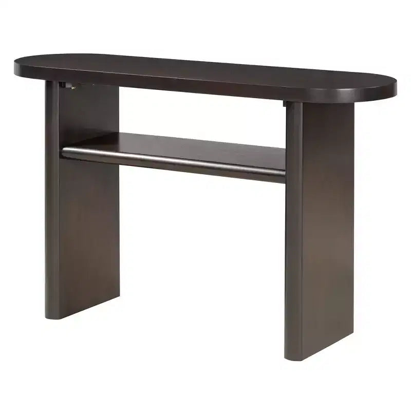 MAYEERTY Table console élégante et minimaliste avec bords arrondis et étagère robuste pour salon, couleur expresso