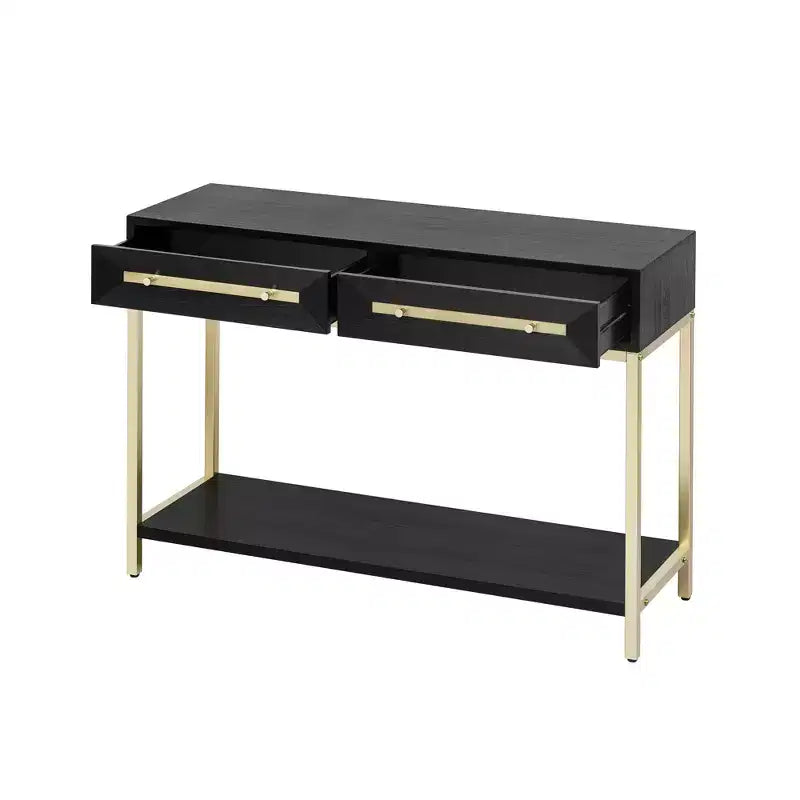 MAYEERTY Table console avec deux tiroirs Design géométrique rétro saisissant pour le salon Noir
