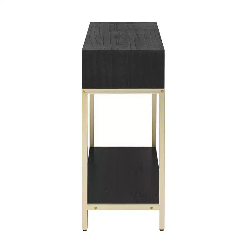 MAYEERTY Table console avec deux tiroirs Design géométrique rétro saisissant pour le salon Noir