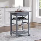 30Mobile Îlot de Cuisine Roulant Chariot de Service avec Tiroir Inférieur et Panier de Rangement Coulissant en Fil de Fer
