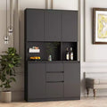 GDFStudio Reginald Modern 74 Freestanding Kitchen Tall Cabinet with 6 Doors and 2 Drawers