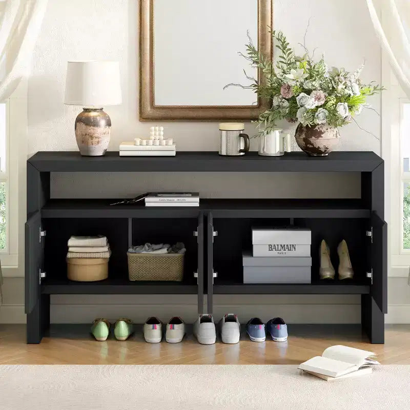 Buffet moderne Merax à 4 portes avec étagère ouverte