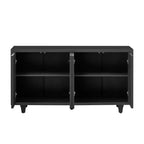 Buffet Okak en bois, Meuble de rangement avec portes incurvées en relief, Console pour Cuisine, Salon, Bureau