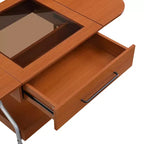Table basse pliante moderne Zeus & Ruta avec roulettes, 1 tiroir et 2 niveaux de rangement, structure métallique pour salon