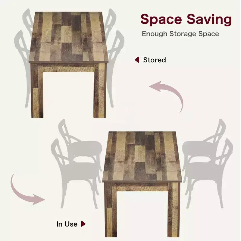 Table à manger de ferme GustoWave 63 en bois, pour 4-6 personnes, plateau standard