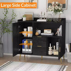 Buffet de rangement moderne, 2 portes et 2 tiroirs, 99 cm de large, station de café compacte pour cuisine, salon, salle à manger