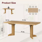 Table de cuisine rectangulaire GustoWave 71.1 de style rustique, avec plateau épais