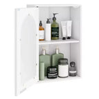 Meuble Mural de Salle de Bain Costway Armoire à Pharmacie avec Porte en Verre Trempé et Étagère Réglable Blanc/Noir/Marron/Gris/Naturel