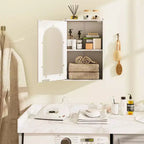 Meuble Mural de Salle de Bain Costway Armoire à Pharmacie avec Porte en Verre Trempé et Étagère Réglable Blanc/Noir/Marron/Gris/Naturel