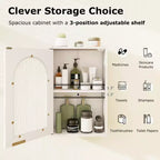 Meuble Mural de Salle de Bain Costway Armoire à Pharmacie avec Porte en Verre Trempé et Étagère Réglable Blanc/Noir/Marron/Gris/Naturel