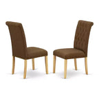 Ensemble de salle à manger HomeStock Belmont 5 pièces comprenant une table rectangulaire et quatre chaises Parson avec tissu café foncé, finition chêne