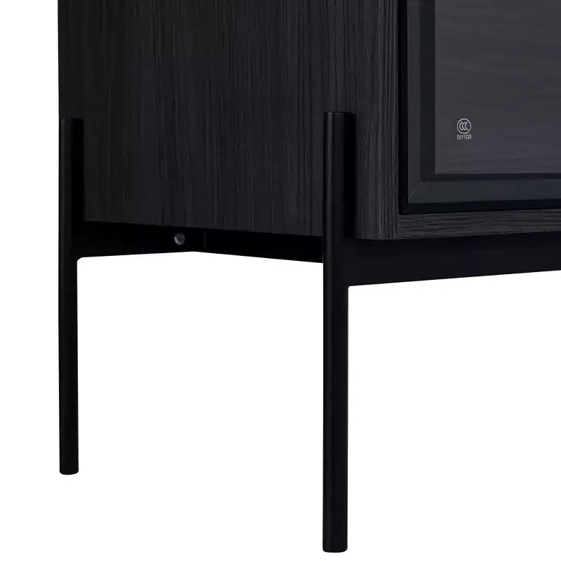 Okak Bahut autoportant avec porte vitrée et LED, vitrine 4 étagères avec 2 tiroirs pour salon cuisine