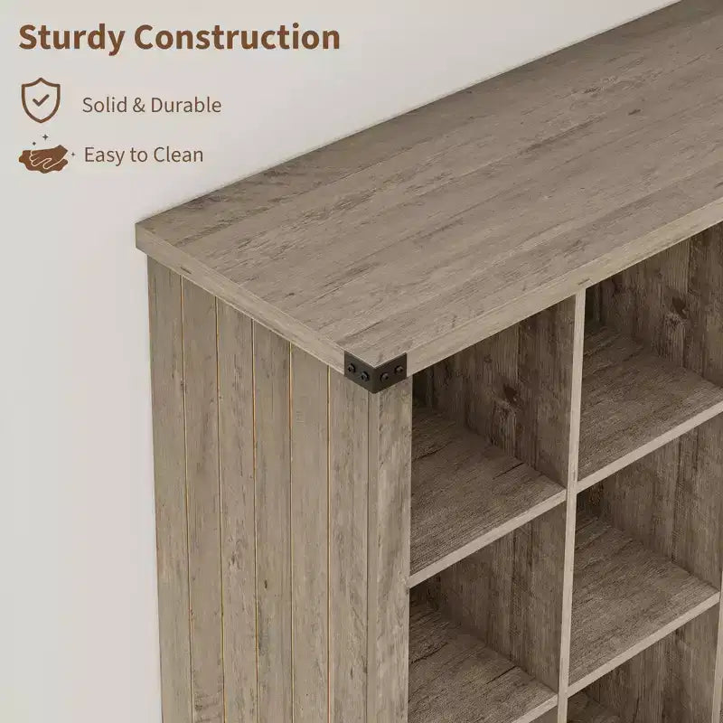 Bibliothèque de rangement 9 cubes, étagère horizontale de style ferme à 4 niveaux, bibliothèque de rangement en bois de 95 cm